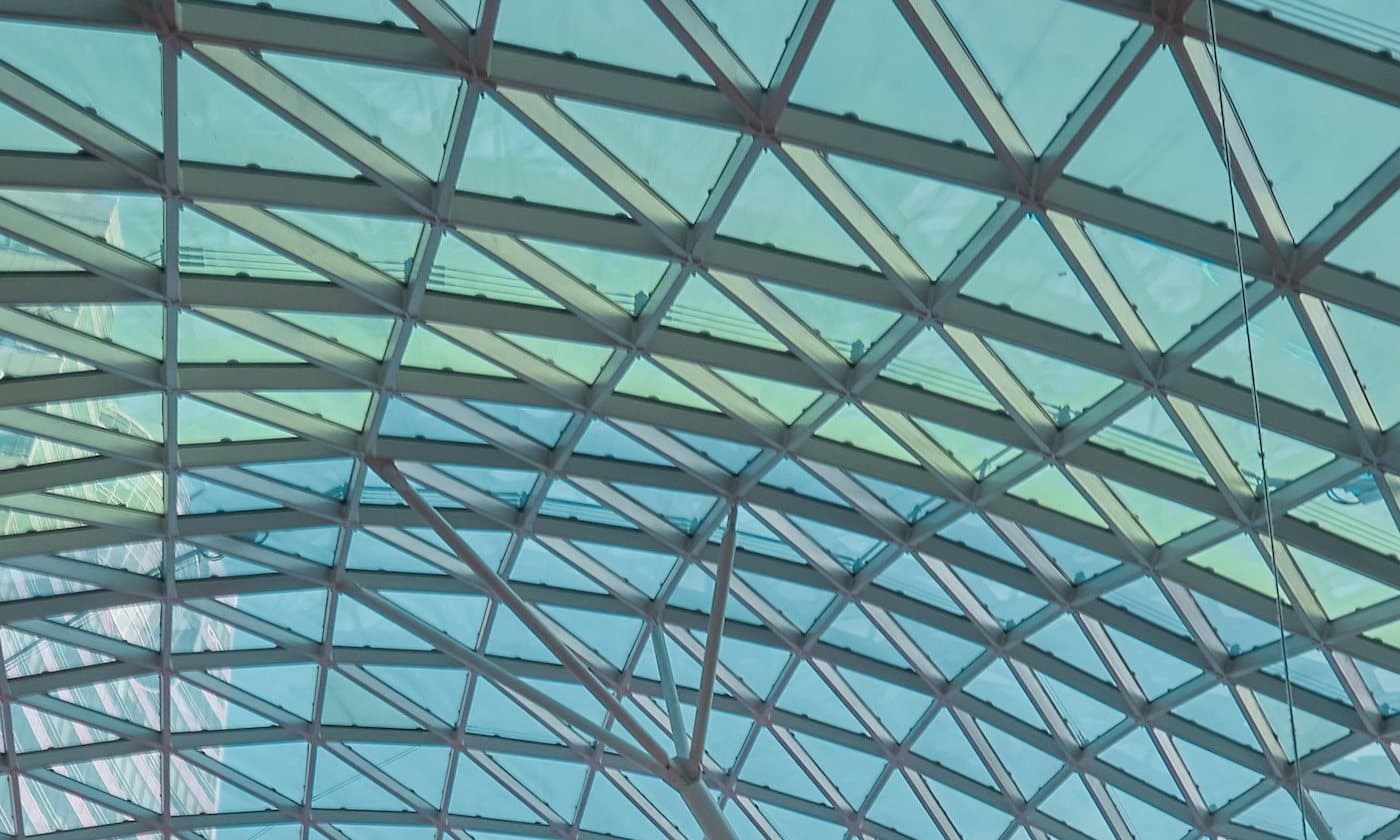 Atrium beneath a parametric glazed roof structure